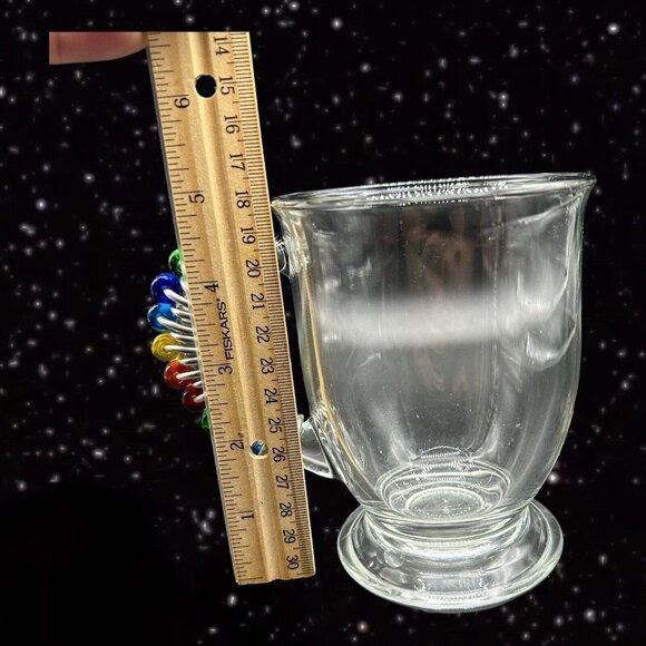 Anchor Hocking Glass Clear Mug With Metal Wrap Handle Set 2 Rainbow Beads 5”T - Picture 8 of 10